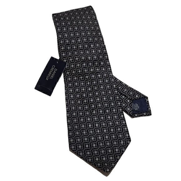 Daniel Cremieux 100% Silk Tie Black Print Hand Tailored - Picture 1 of 5